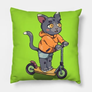 cat on a scooter Pillow