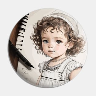 Pencil drawing. Portrait of a little girl Pin