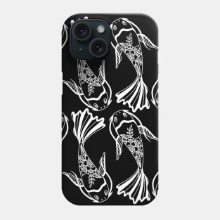 Koi Fish Pattern Black and White Palette Phone Case