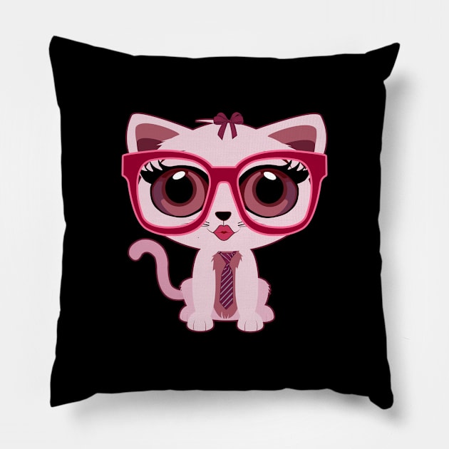 Kitten Nerd Pillow by adamzworld