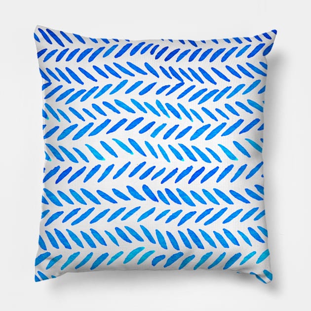 Watercolor knitting pattern - blue Pillow by wackapacka