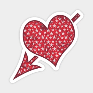 Arrow piercing red grunge heart with white stars Magnet