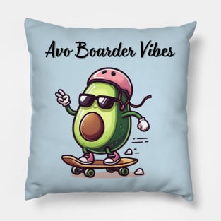 Avo boarder vibes - kawaii avocado Pillow