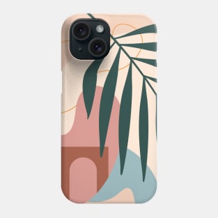 Organic Shapes with Palm Leaf - Modern Abstract Art Phone Case