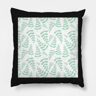 Mint leaves pattern on white Pillow