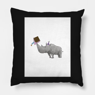 Rhino with Cake - Happy Birthday Pillow