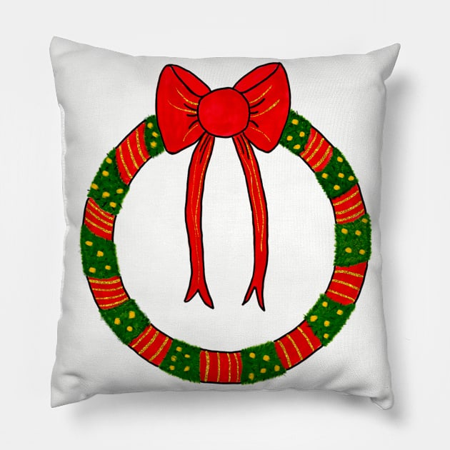 Christmas Wreath Pillow by Bookfay Shop