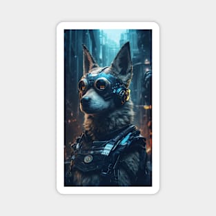 Cyborg Dog Portrait Magnet