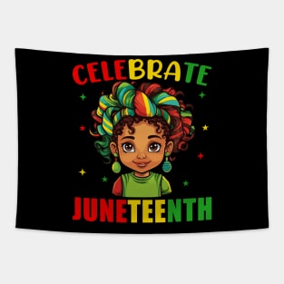 African Black Girl Toddler Girls Kids Celebrate Juneteenth Tapestry