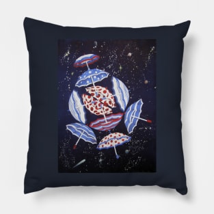 Umbrellas in Space Pillow