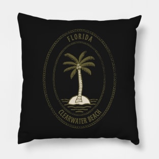 Retro cool Clearwater Beach Florida Palm Tree Pillow