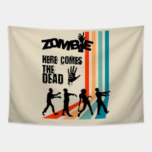 Retro Zombie, classic movie, here comes the dead Tapestry