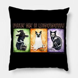 Every Day is Meowloween (Orange) Pillow