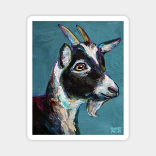 Cute Baby Goat on Blue Magnet