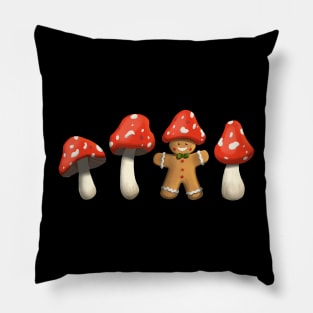 Gingerbread man with a mushroom hat Pillow