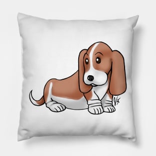 Dog - Basset Hound - White and Tan Pillow