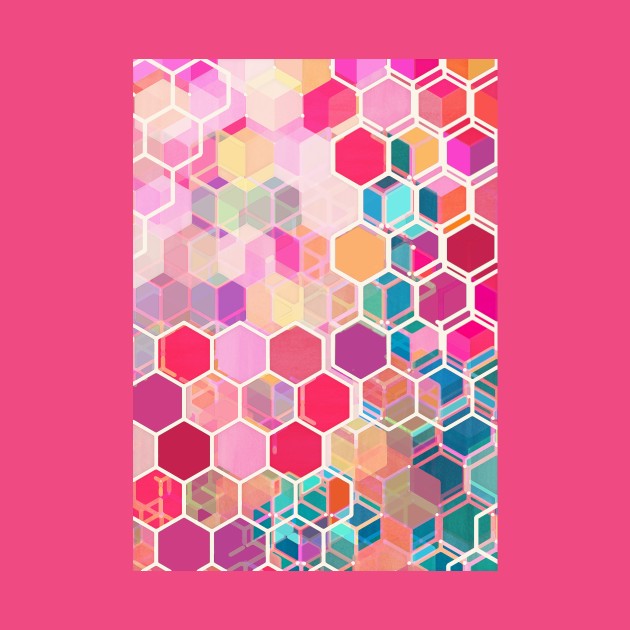 Rainbow Honeycomb - colorful hexagon pattern by micklyn