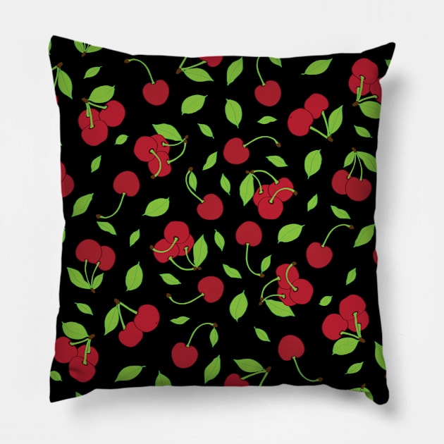 Cherry Pattern 2 Pillow by VirgoArtStudio