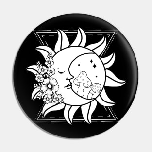 Sun and Mushrooms Pin