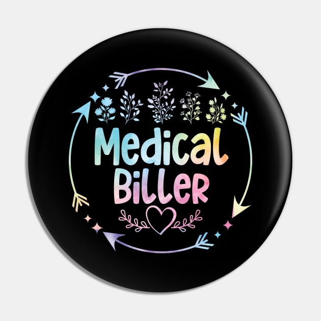Medical Biller Medical billing specialist cute floral watercolor Pin by ARTBYHM