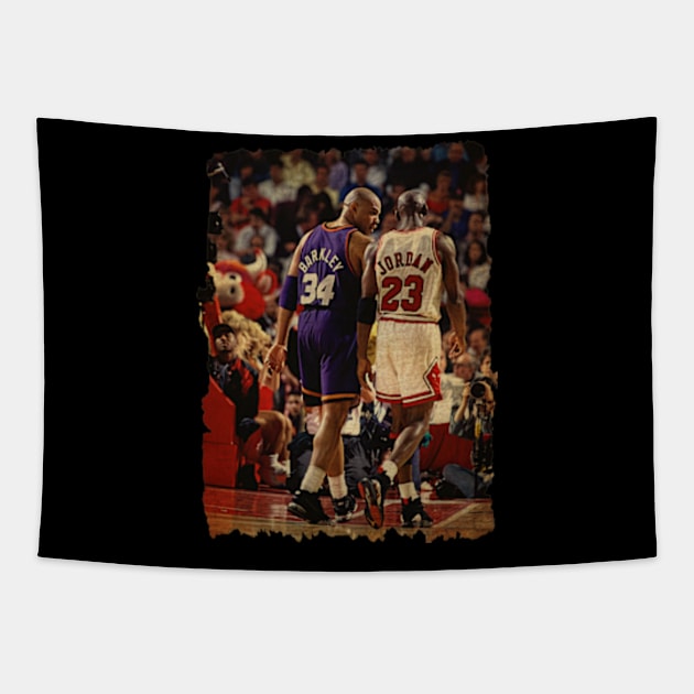 Charles Barkley and Michael Jordan Vintage Tapestry by CAH BLUSUKAN