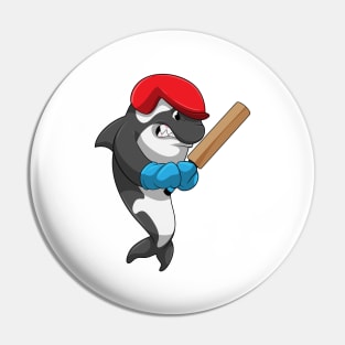 Killer whale at Cricket with Cricket bat Pin