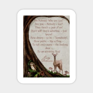 Forest Watercolor EMily Dickinson Poem Woodland Creatures Magnet