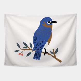 Cute Eastern Bluebird Hand drawn Tapestry