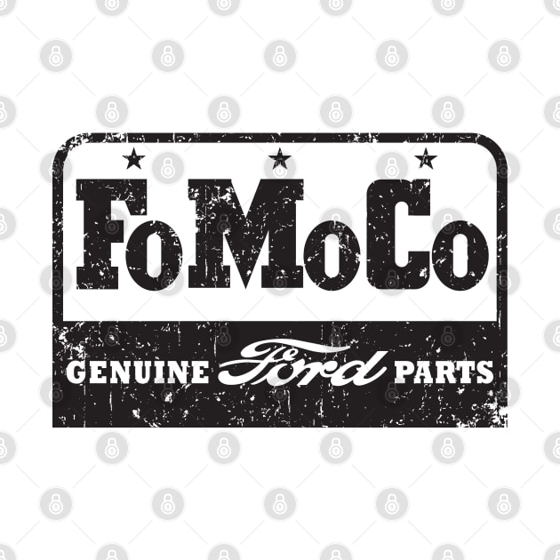 FoMoCo Ford parts worn look - black print by retropetrol