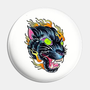 Flaming Panther Pin