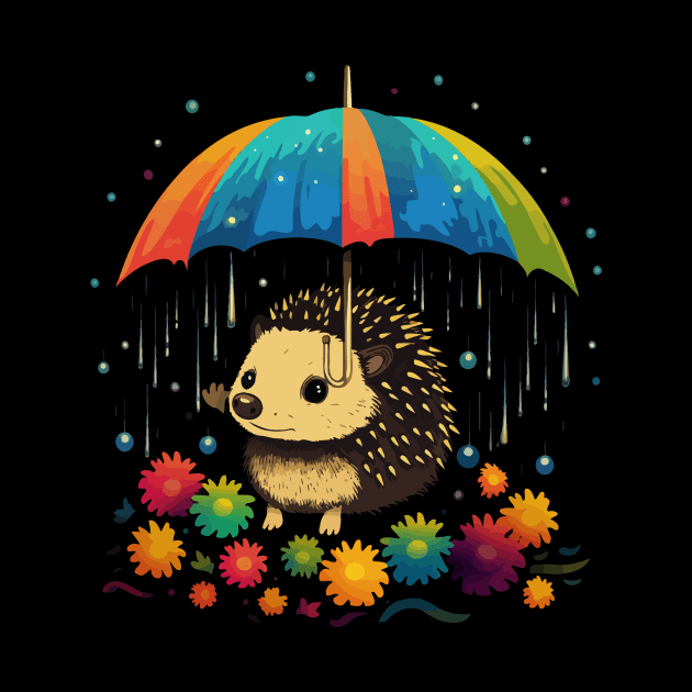 Hedgehog Rainy Day With Umbrella by JH Mart