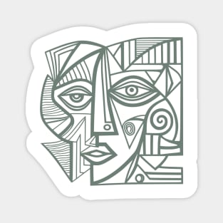 Artsy Cubism Face Womens Face Magnet