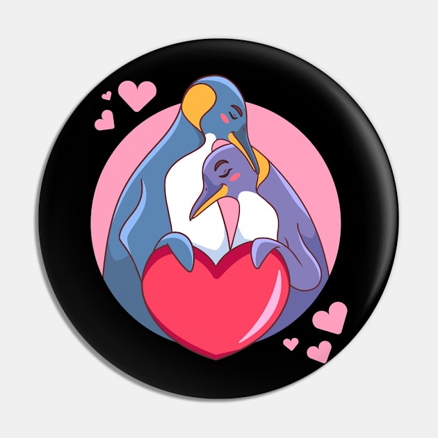 Penguin Couple Cute Pin by Mako Design 