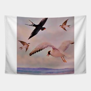 Seagull birds flying over the ocean Tapestry