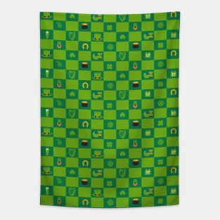 St Patrick's Day Checkered Pattern Tapestry