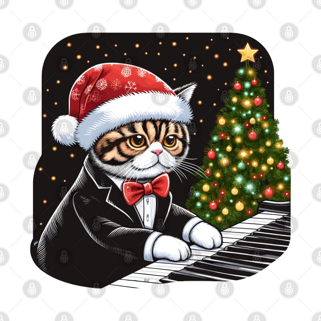 Exotic Shorthair Cat Playing Piano Christmas by Graceful Designs