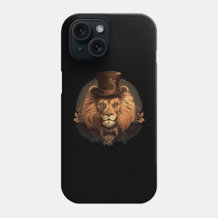 Lion wearing top hat Phone Case