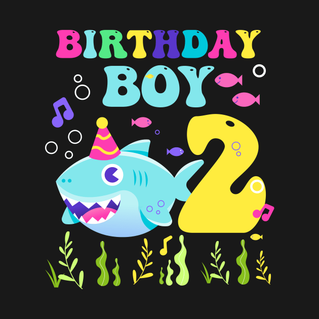 2nd Birthday Boy Shark Funny B-day Gift For Kids Tollders by ttao4164