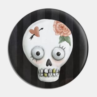 Skull And Roses Pin