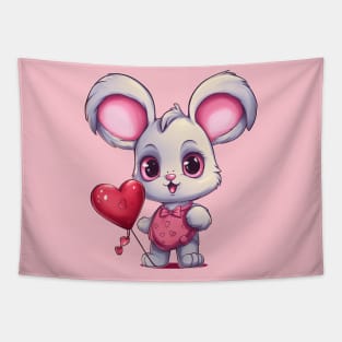 Pink Baby Bunny with Balloon Tapestry