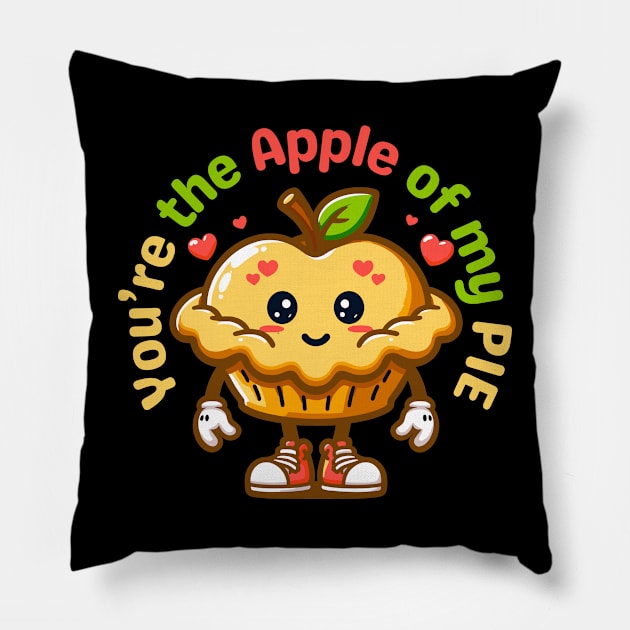 You Are the Apple of My Pie | Kawaii Cute Apple Pie Design for Valentine's Gift Pillow by Nora Liak