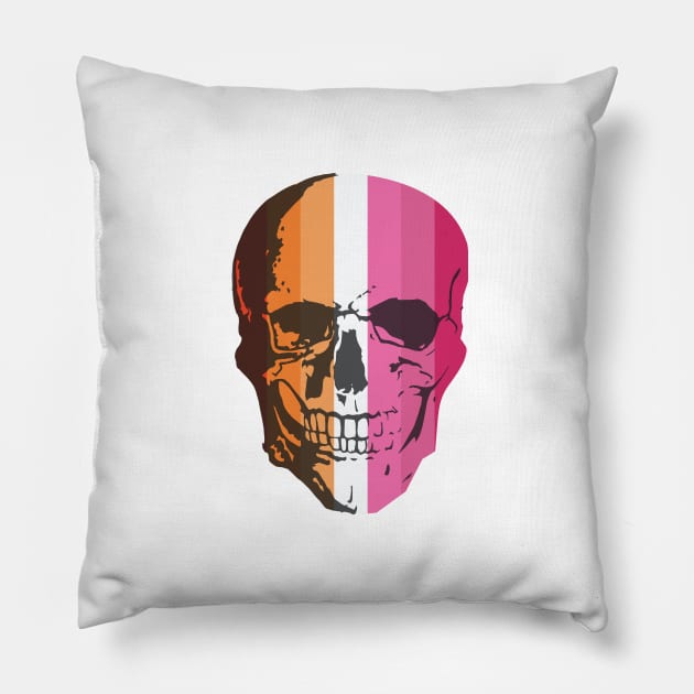 Lesbian Flag Skull Pillow by Kin Lost in Universe