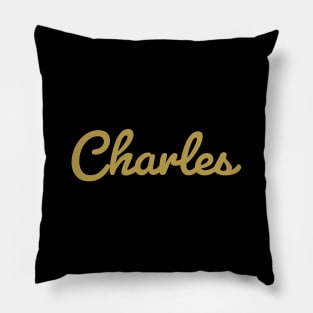 Charles Cursive Script Typography Gold Text Pillow