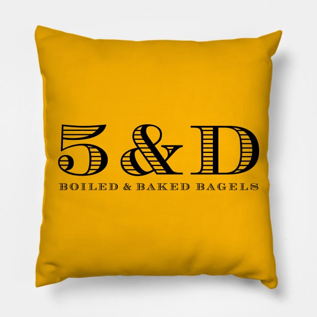 5 & Dime logo black Pillow by 5dimebagel