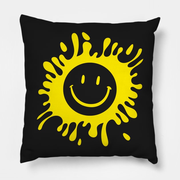 Happy Yellow Splat Pillow by Liberty Art