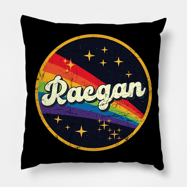 Raegan // Rainbow In Space Vintage Grunge-Style Pillow by LMW Art