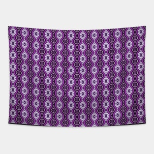 Purple Ovals and Curves Seamless Pattern 1970s Inspired Tapestry