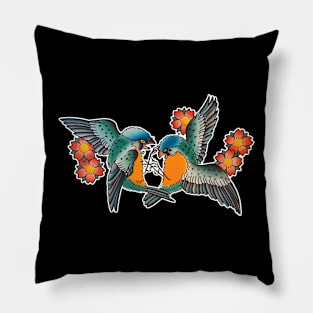 Battling Birds Tattoo Design Pillow