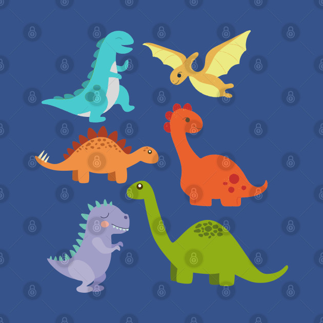 Discover Assorted Colourful Dinosaurs - Cute Dinosaurs - T-Shirt