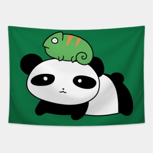 Panda and Little Chameleon Tapestry